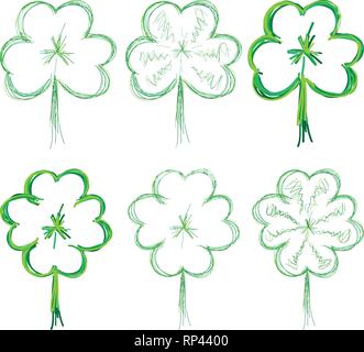 Set of clovers for St. Patrick`s day, vector illustration Stock Vector